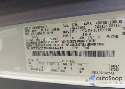 2017 Ford Transit-350 from USA, damaged, VIN 1FTBW2CM0HKA44243